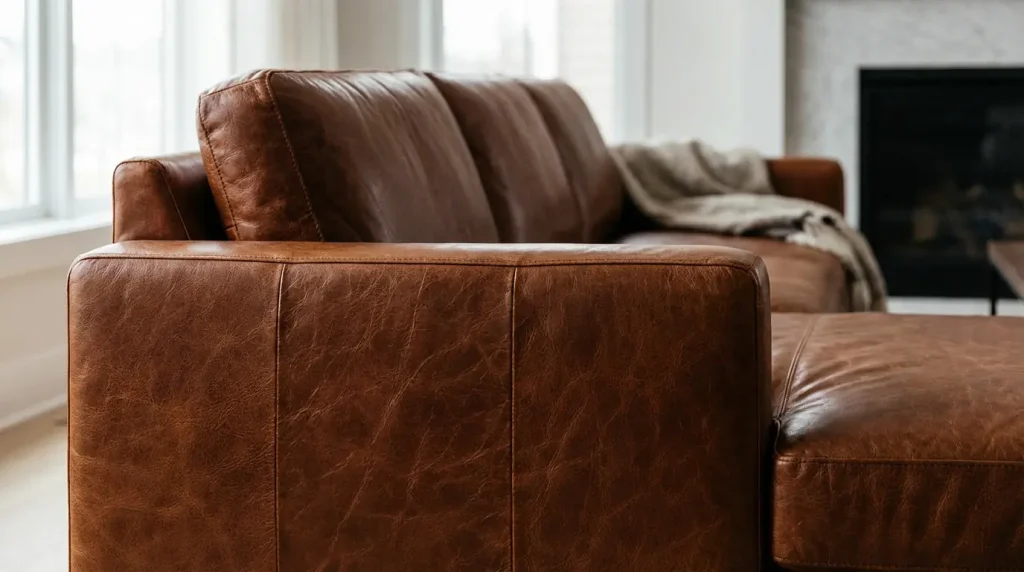Meilleur cuir pour canapé : cuir pleine fleur au grain naturel