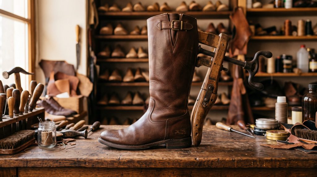 Élargir des bottes en cuir au niveau du mollet chez le cordonnier