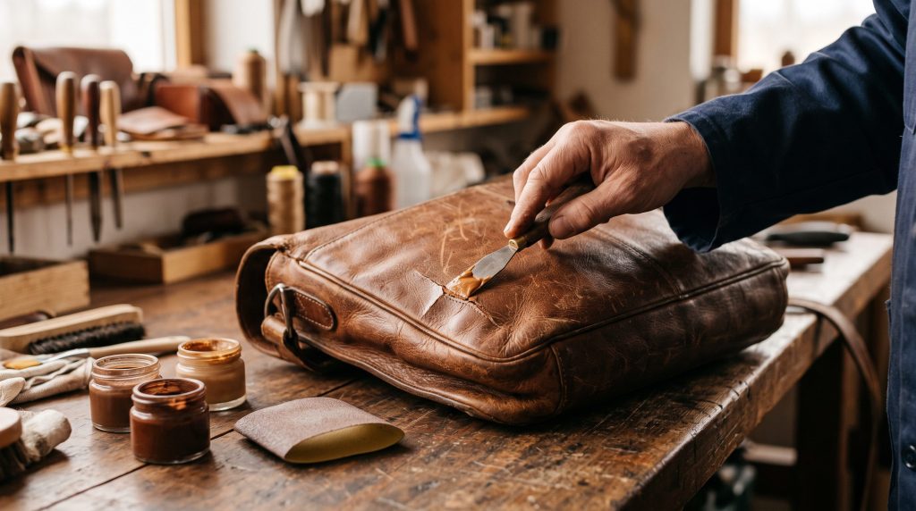 Réparation d'un cuir craquelé : combler les fissures avec un mastic pour cuir